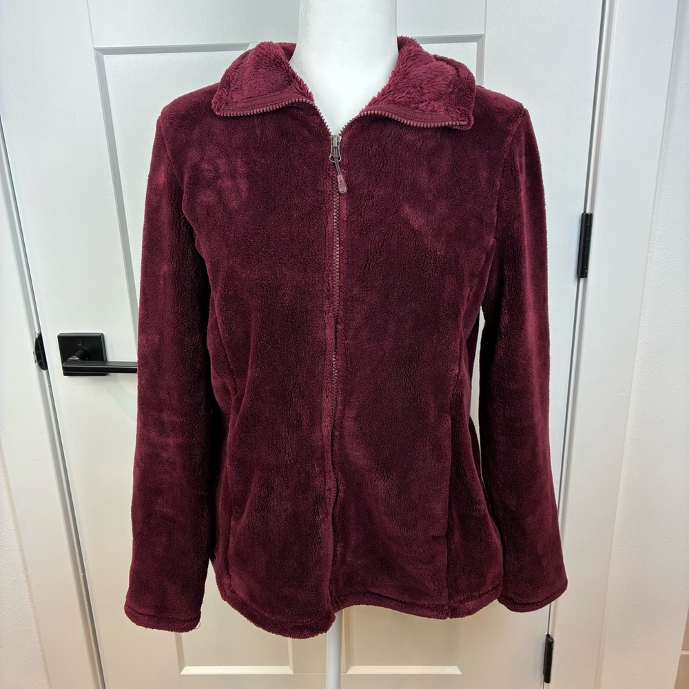 32 Degrees Women's Plush Burgundy Teddy Jacket Full Zip Size Medium  g